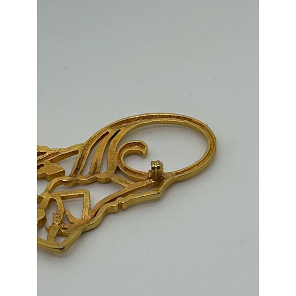 Vintage Lady Brooch Remington JJ Gold-Tone Woman With Rhinestone Accents - Picture 11 of 16